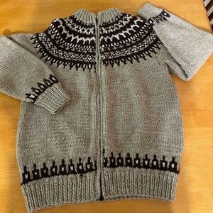 Vintage handmade Fair Isle zipper Cardigan Sweater size woman large, men’s med​